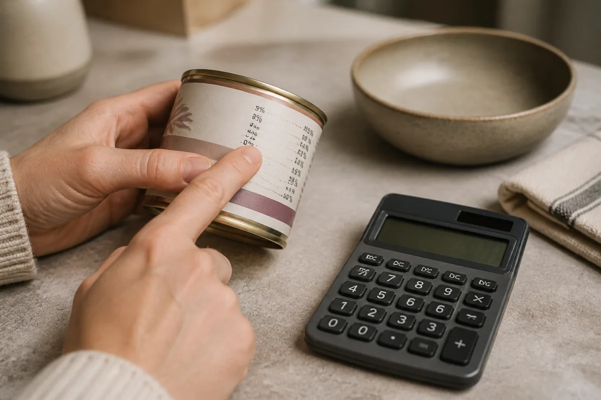 Main indiquant l’humidité sur une étiquette et calculatrice montrant la formule