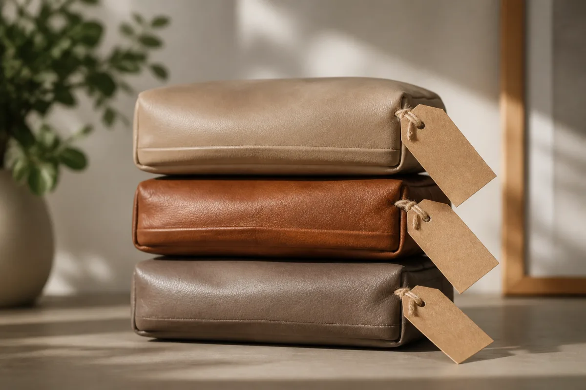 Trois pochettes étiquetées Chaton, Adulte sain, Senior avec montants indiqués